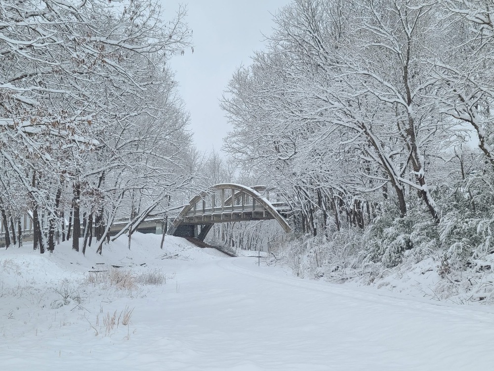 Bridge covered in snow