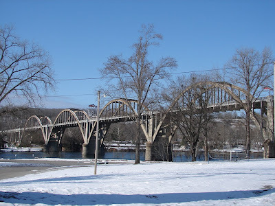 Bridge covered in snow