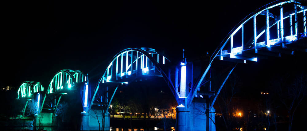 Blue and Green colors on bridge